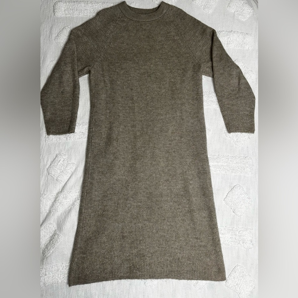 Tan Knit Sweater Dress